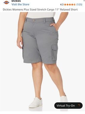 Dickies Women’s Gray Plus-Size Stretch Cargo Shorts